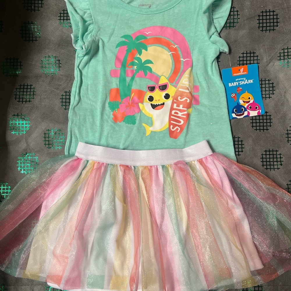 Baby Shark Mint Green Surf Dress with Pastel Tulle Skirt